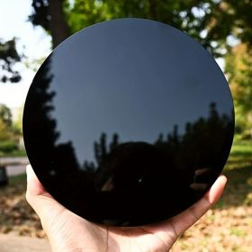 1pc Obsidian round plate-Polished Black Obsidian Mirror- Scrying Mirrors, Fengshui, Home Decor-Collectible- Reiki Disc Special Gift