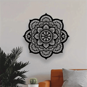 CIFbuy 3D Geometric Line Metal Wall Art Handcrafted Boho Chic Large Mandala Flower Hanging Sculpture for Living Room Bedroom Aesthetic Room Decor