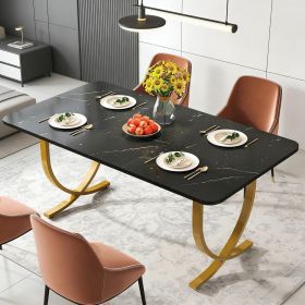 Modern Dining Table Kitchen Table with Faux Marble Table Top