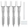 No Dig Ground Anchor, 4 Pack 3.94 x 2.76 x 27.56 in DIY Screw in Post Stake, Includes 6 Lag Bolts & a Rebar, U-Shape Heavy Duty Steel Post Holder