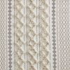 Cotton Printed Curtain Panel with Chenille Stripe and Lining Ivory 50x84"