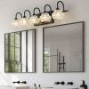 29" Retro 5-Light Bathroom Vanity Light Fixture - Black Finish with Crystal Glass Shades, Wall Mounted Lighting for Bathroom, Powder Room