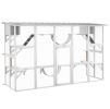 Catio Playground Cat Window Box Outside Enclosure, Wooden Outdoor Cat House with Weather Protection Roof for Multiple Kitties