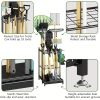 Heavy Duty Garden Tool Organizer Rack with Hooks – Metal Yard Storage Stand for Long-Handled Tools Brooms Shovels Rakes – Durable Outdoor Tool Holder
