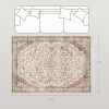 Area Rug 4x6, Machine Washable Rug, Non-Slip Classical Floral Print Floor Carpet for Living Room, Bedroom, Mixed-Brown