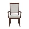 Traditional Dining Armchairs Set of 2pc, Cherry Finish Wooden Beige Upholstered Seat Formal Chairs Dinng Room Furniture