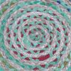 Margo 20 inch Wide Round Pouf in Green Handwoven Jute and Cotton