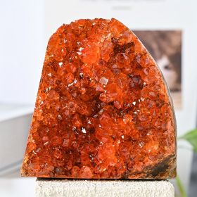 Sparkling Natural Orange Crystal Cave Clusters with Polished Edges, Geodes from Home Decoration from Uruguay, Suitable for Home And Office Decoration (weight: 400-500g)