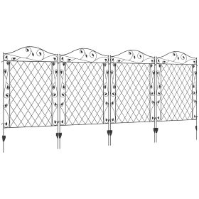 Garden Fence, 4 Pack Steel Fence Panels, 11.5' L x 43" H, Rust-Resistant Decorative Border Flower Edging for Yard, Landscape, Patio, Outdoor Decor (Title: Default Title)