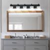 Modern 5-Light Matte Black LED Vanity Light Fixture with Crystal Glass Shades, Bathroom Wall Sconce for Elegant and Contemporary Home Decor