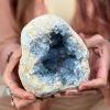 1pc Rare Celestite Crystal Cluster - High-Quality Blue Druze, Bohemian Style DIY Jewelry Accessory, Feng Shui Ornament, Aquarium Decoration