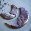 1pc Bohemian Crystal Crescent Moon Mineral Specimen - Marbled Purple & Crystal Art, Handcrafted Home & Office Decor, Unique Valentine's Day