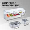 Refrigerated Condiment Prep Station, 135 W Countertop Refrigerated Condiment Station, with 2 1/3 Pans & 4 1/6 Pans, 304 Stainless Body and PC Lid