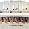 Floating Wall Mounted Makeup Vanity Desk with LED Mirror 3 Color Lights, Compact Dressing Table with Power Outlet & USB Charging