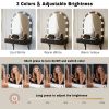 Floating Wall Mounted Makeup Vanity Desk with LED Mirror 3 Color Lights, Compact Dressing Table with Power Outlet & USB Charging